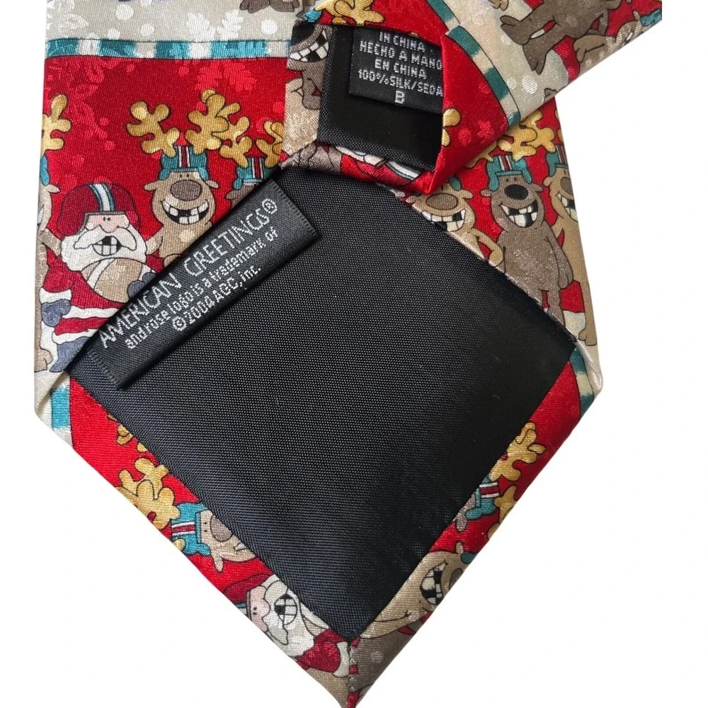 Christmas Football Santa Reindeer Silk Necktie Cartoon Print American‎ Greetings
